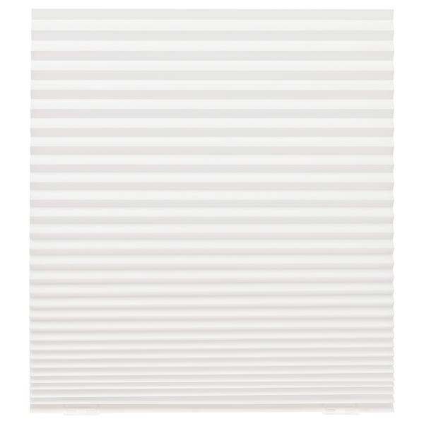 SCHOTTIS: white, rectangular, horizontal-line pattern, semi-transparent, polyester window blind.