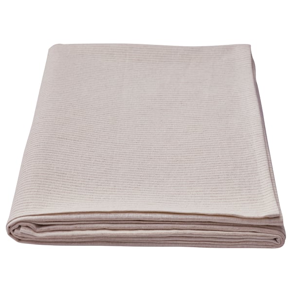 Folded SILVERARV beige tablecloth, woven cotton-jute, rectangular.