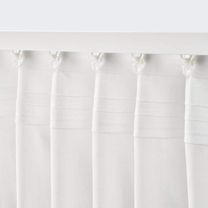 Silverlönn SILVERLÖNN sheer curtains, 1 pair, white/with heading tape, 145x300 cm ...