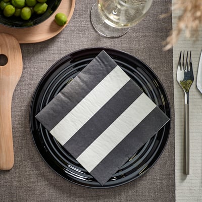 SILVERTETRA Paper napkin, striped black/white, 33x33 cm