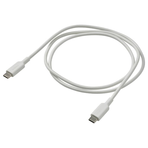 White, flexible usb-c cable SITTBRUNN, coiled, pvc-free tpe.