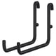 Black SKÅDIS wall hooks, three curved designs in powder-coated steel for organising items.