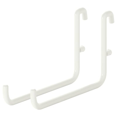 White SKÅDIS hooks, l-shaped, steel with powder coating.