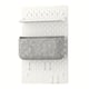 This image shows a white SKÅDIS wall organiser with a shelf and grey fabric pocket.