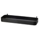 SKÅDIS black rectangular wall shelf. Modern, minimal, metal with glossy finish. No visible support, seamless design.