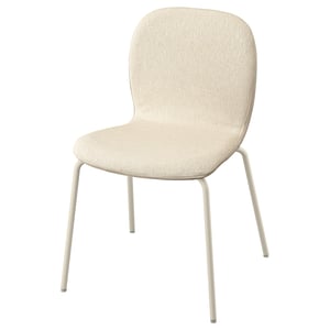 SKÅLSTA chair, beige, fabric, curved back, metal legs, modern.