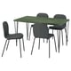 SKÅLSTA Table and 4 chairs, dark grey-green marble effect hairpin black-grey/Knäbäck dark grey tubular metal/black-grey, 140x80 cm