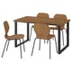 SKÅLSTA Table and 4 chairs, walnut effect U-shaped black-grey/walnut veneer tubular metal/black-grey, 140x80 cm