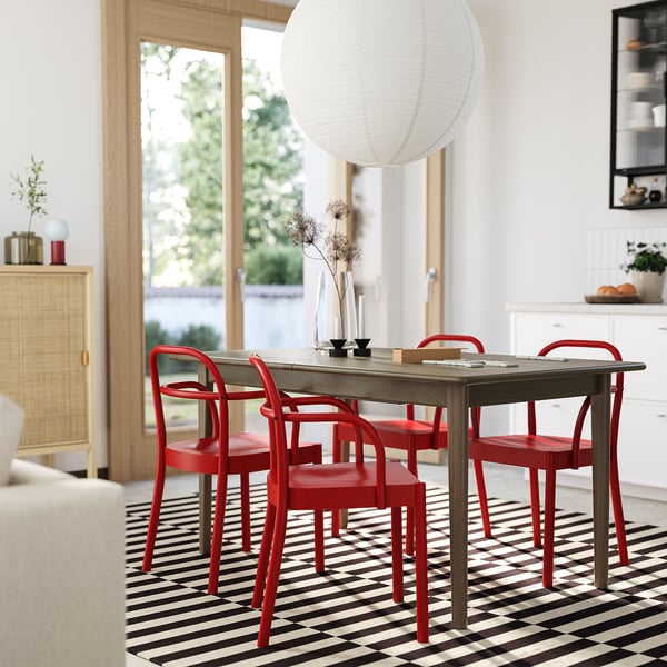 SKANSNÄS / STOCKHOLM 2025 Table and 4 chairs, brown beech/red, 150/205 cm