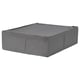 A grey SKUBB storage case for clothes or bedding, rectangular in shape, with zip closure, designed to store under the bed or in wardrobes.