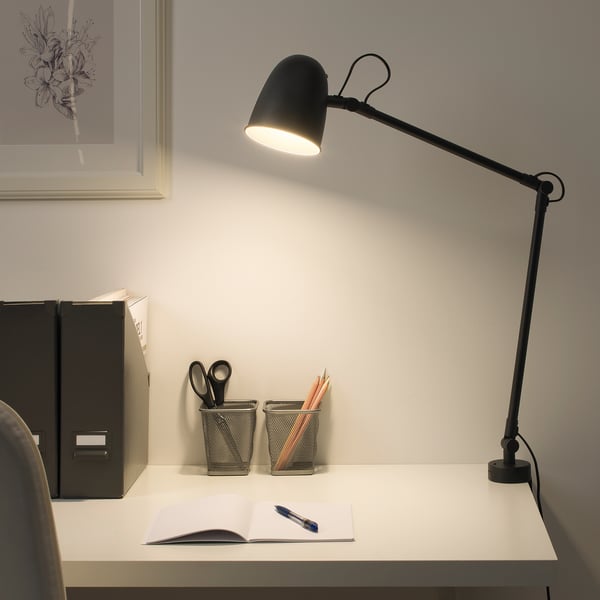 SKURUP lamp on desk, adjustable, focused light near notebook or SKURUP lamp on desk, adjustable, lights notebook
