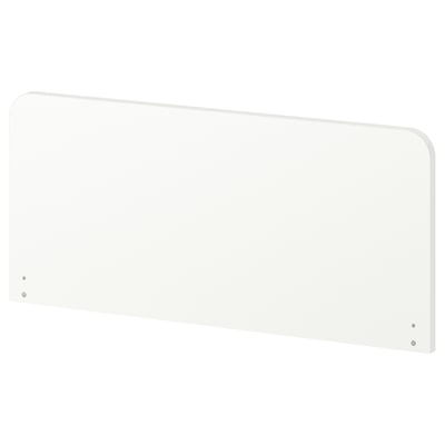 SLÄKT white headboard for bed, rounded shape, durable plastic.