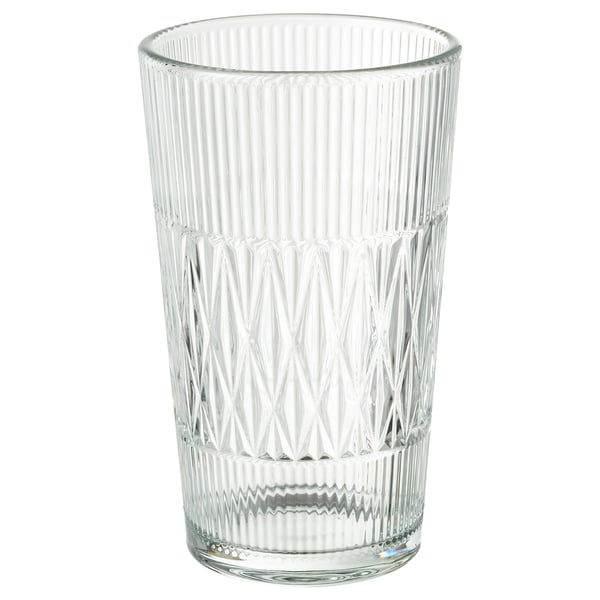 SMÄLLSPIREA glass vase, clear, ribbed design, elegant.
