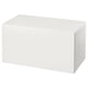White rectangular storage bench, minimalist design.
