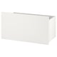 A white rectangular storage box on wheels, part of the SMÅSTAD collection. Its modern design clean lines and practical castors for easy movement.