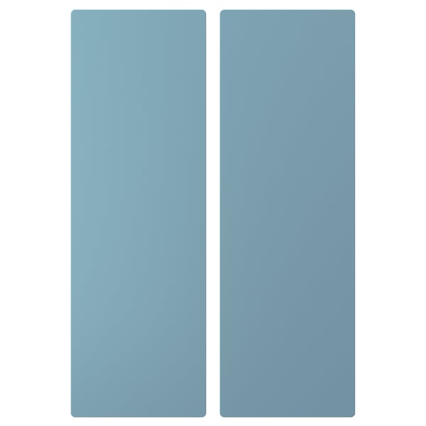 Two tall, pastel blue, rectangular panels side by side, soft rounded edges.