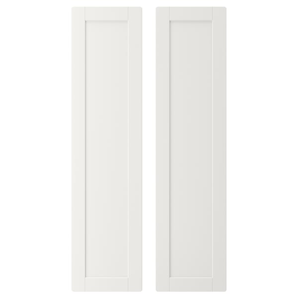 This image two white rectangular SMÅSTAD cabinet doors made of fibreboard, aligned side by side, showcasing clean lines and a simple design.