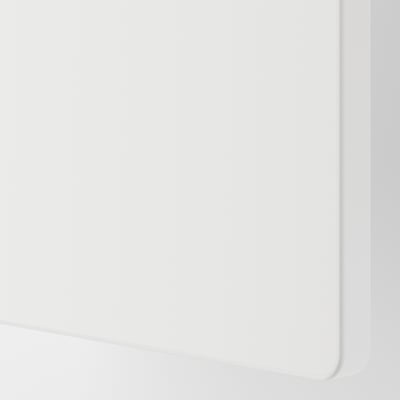 Close-up of white, smooth cabinet door with sleek, modern design.