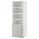 White SMÅSTAD bookcase with three shelves, two drawers, modern design.