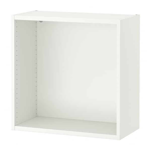 A white SMÅSTAD wall storage unit. It’s a square, open shelving unit with a clean design, suitable for storing various items.