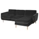SMEDSTORP dark grey velvet sectional sofa, modern retro design, soft shapes, wooden legs, l-shaped.