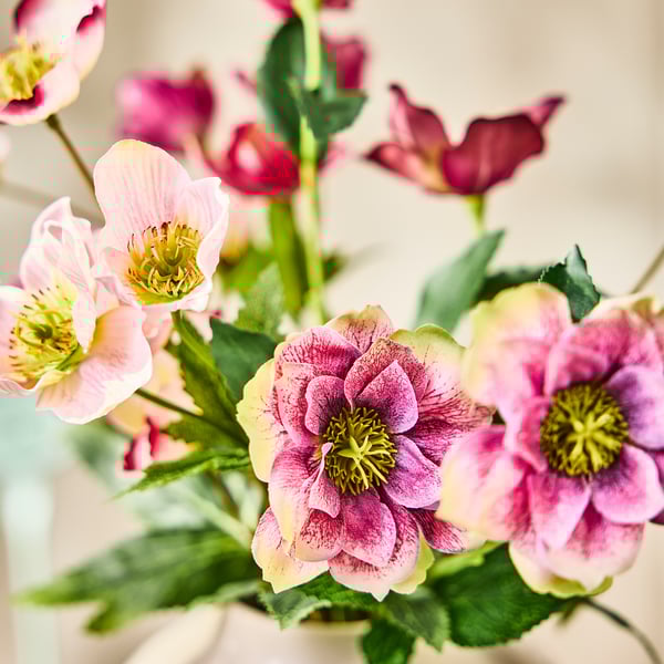 SMYCKA Artificial bouquet, in/outdoor/dark pink, 52 cm