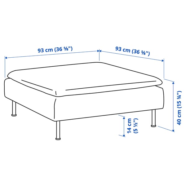 Illustration with measurements for the product: SÖDERHAMN.