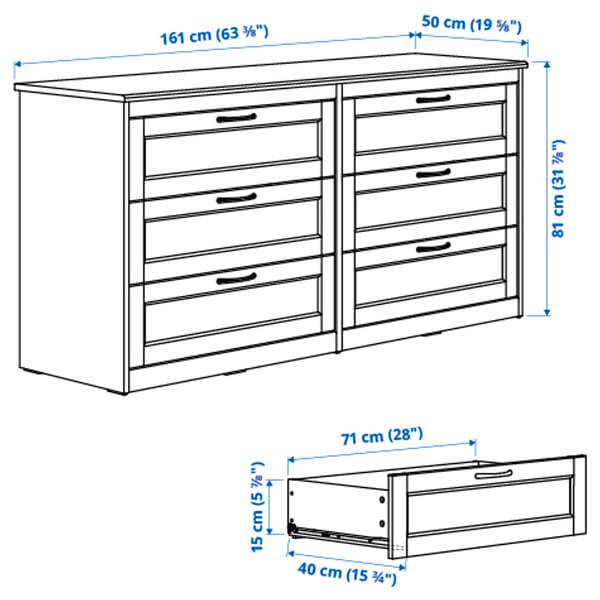 Illustration with measurements for the product: SONGESAND.