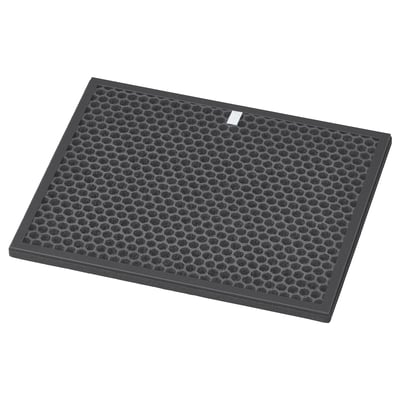 Black rectangular STARKVIND philtre with honeycomb pattern, made of polypropylene plastic, for gas cleaning and odour reduction.