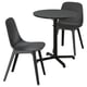 STENSELE black table & chairs set. Modern design with metal legs. Suitable for dining or working.