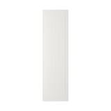 A white STENSUND cabinet door with vertical grooves. Its rectangular, made of lacquered fiberboard, and has a clean, simple design.