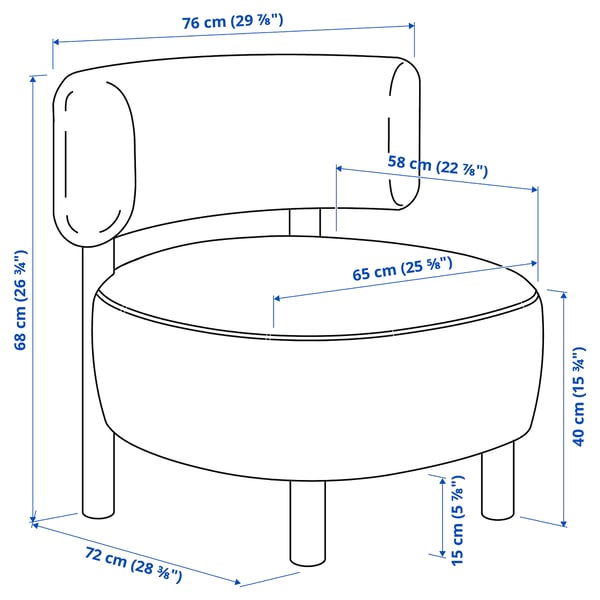 Illustration with measurements for the product: STOCKHOLM 2025.