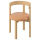 The STOCKHOLM 2025 chair, light oak with an orange leather seat, featuring a modern scandinavian design.