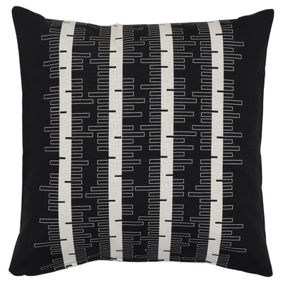 STOCKHOLM 2025 cushion, black/off-white birch tree pattern, square, cotton blend, zip closure.