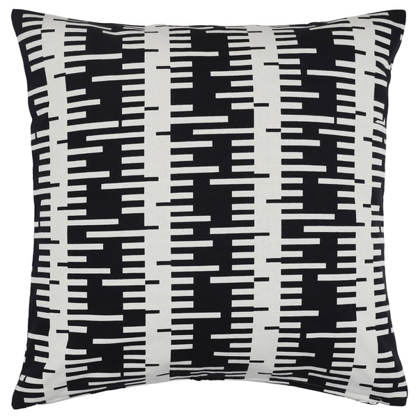 STOCKHOLM 2025 off-white/black cotton cushion, woven birch pattern, square shape.