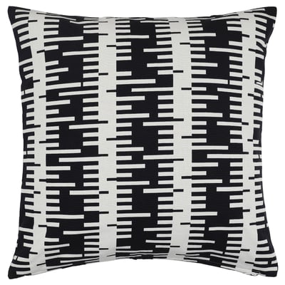 STOCKHOLM 2025 off-white/black cotton cushion, woven birch pattern, square shape.