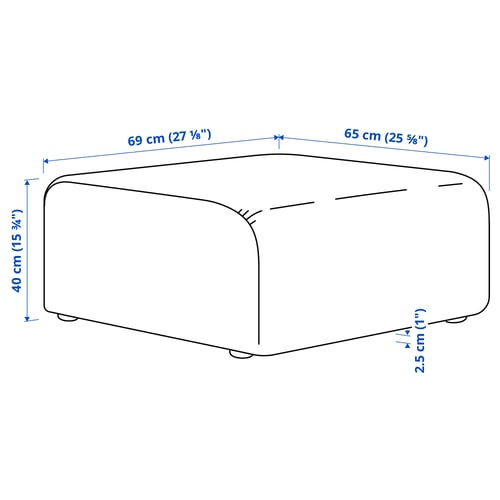 Illustration with measurements for the product: STOCKHOLM 2025.