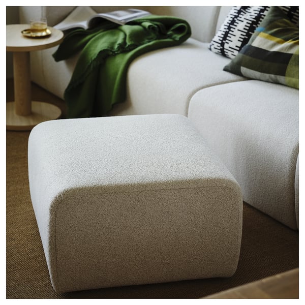 Boxy stockholm footstool, cosy living space.