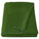 Green ikea STOCKHOLM 2025 throw, rectangular, soft wool/merino blend, fringe edges.