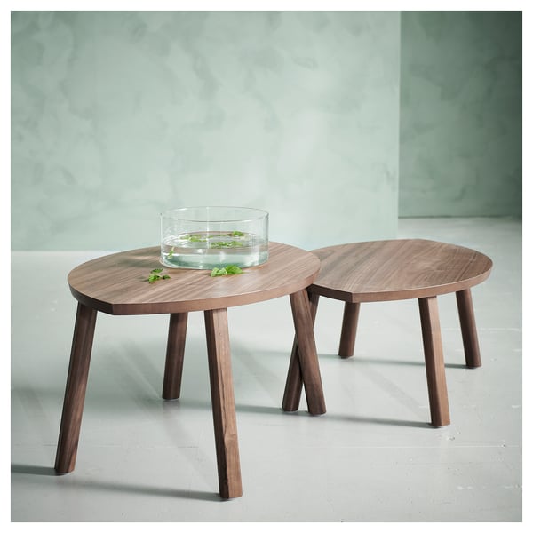 STOCKHOLM Nest of tables, set of 2, walnut veneer