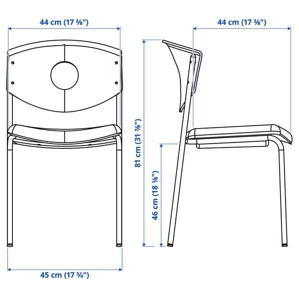 Illustration with measurements for the product: STOLJAN.