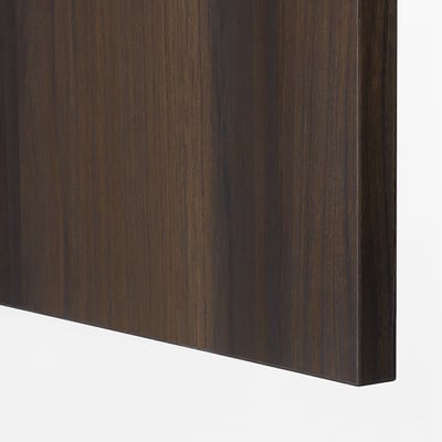 Close-up of dark brown wooden veneer design, smooth and polished, showing fine wood grain texture and clean finish.