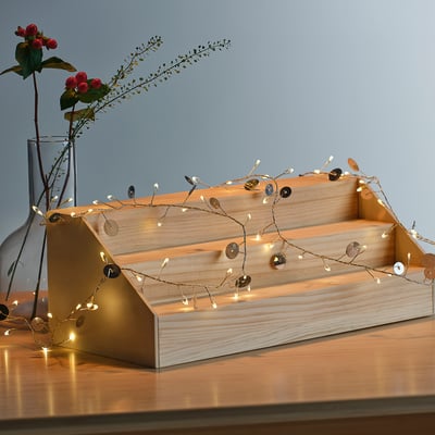STRÅLA LED lighting chain, battery-operated/discs