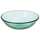 STRANDKRABBA green glass bowl, round shape, hammered texture, durable tempered glass.