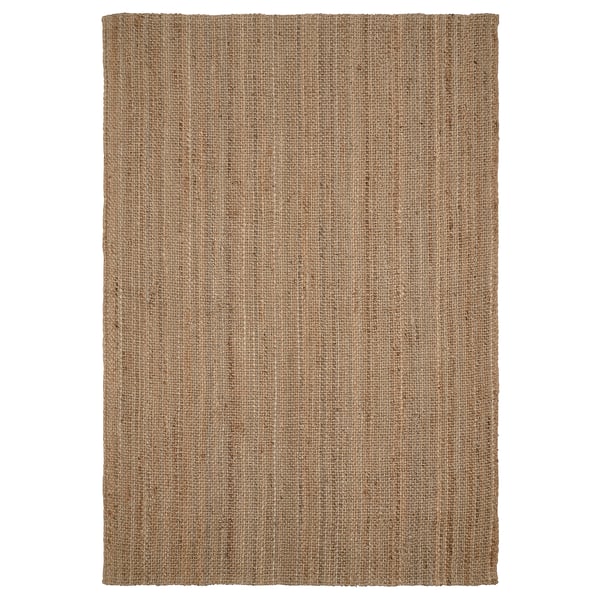 STRÖG rug, beige, rectangular, textured jute.