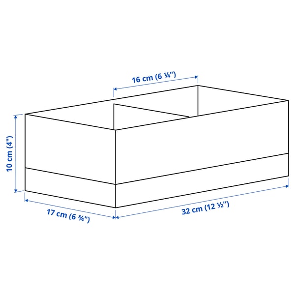 STUK Box with compartments, white/black, 17x32x10 cm