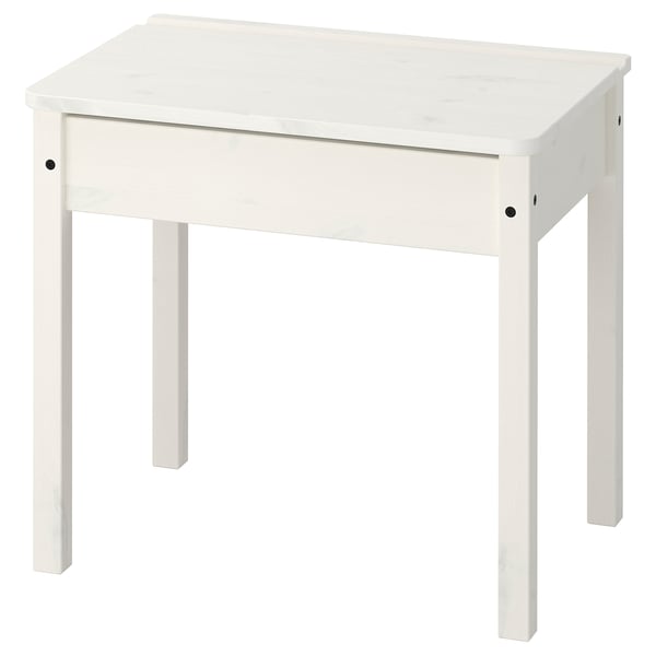 SUNDVIK white kids desk, rectangular, simple design, wooden, storage lid.