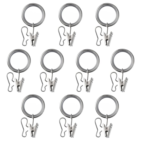 Nickel-plated curtain hooks with clips & s-hooks
