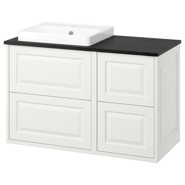 TÄNNFORSEN / ORRSJÖN Wash-stand/wash-basin, white/black marble effect, 102x49x71 cm