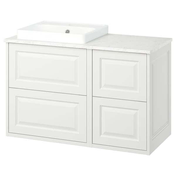 TÄNNFORSEN / ORRSJÖN Wash-stand/wash-basin, white/white marble effect, 102x49x71 cm